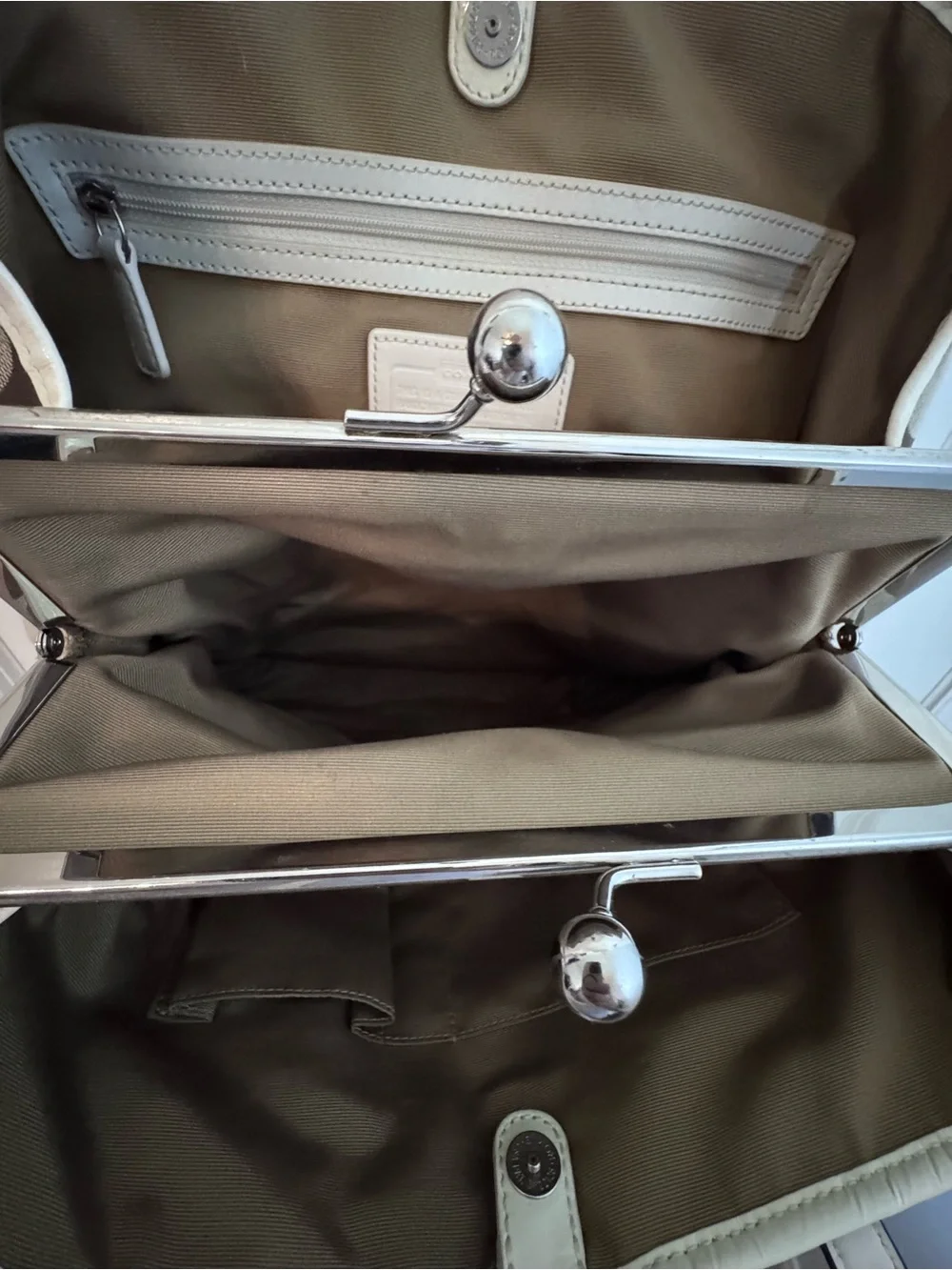 Coach Signature Canvas Tote in Khaki and Chalk